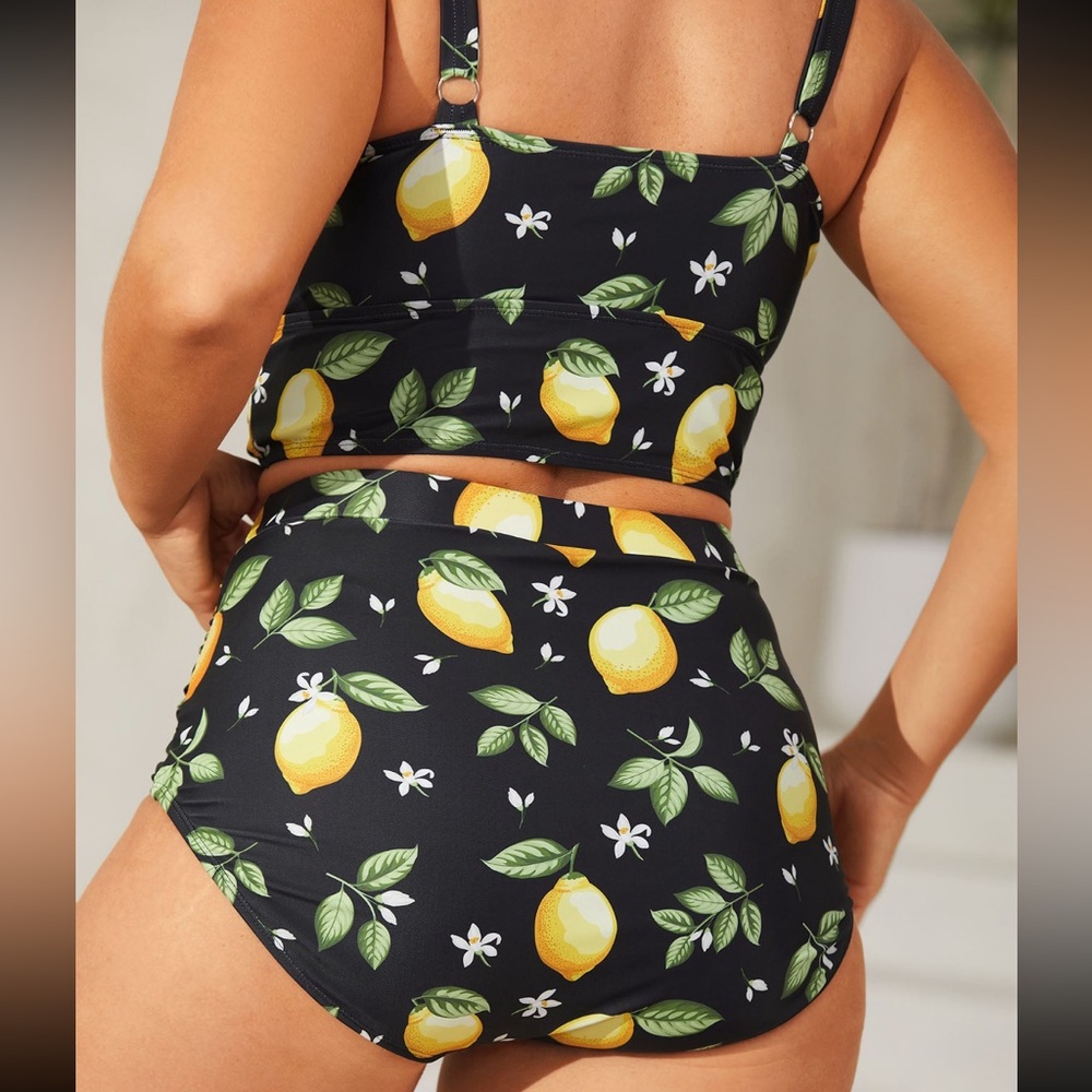 Lemon Print High-Waisted Bikini Set - Picture 2 of 4